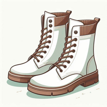 Vector illustration of a pair of winter boots on a white background.のイラスト素材