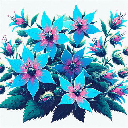 Beautiful floral background with blue and pink flowers. Vector illustration.のイラスト素材