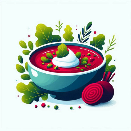 Borage plant with blue flowers and green leaves. Vector illustration.のイラスト素材