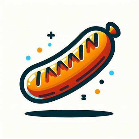 Hot dog icon in flat style. Vector illustration of fast food.のイラスト素材