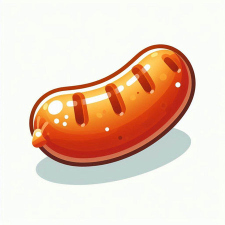 Illustration of grilled sausage on a white background. Vector illustration.のイラスト素材