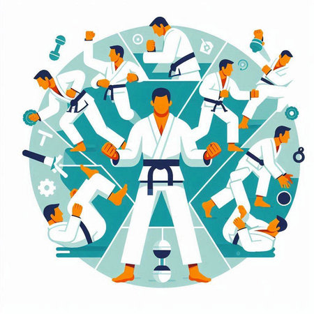Tae Kwon Do or Karate Sport Training. Vector Illustrationのイラスト素材