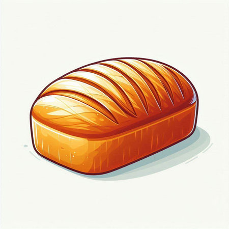 Illustration of a fresh loaf of bread on a white background.のイラスト素材