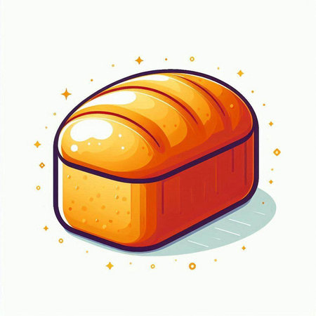 Illustration of a loaf of bread on a white background, vectorのイラスト素材