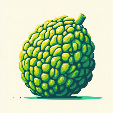 Illustration of a green lychee fruit on a white backgroundのイラスト素材
