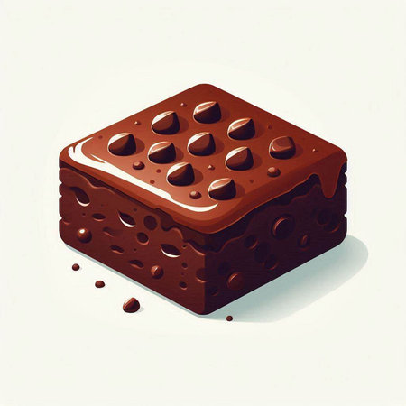 Illustration of a chocolate cake with whipped cream on top in retro styleのイラスト素材