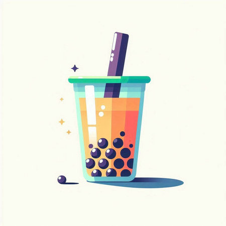 Fruit smoothie in plastic cup with straw. Vector illustration.のイラスト素材