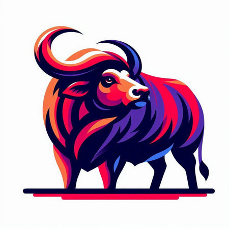 Buffalo. Wild animal. Vector illustration ready for vinyl cutting.のイラスト素材