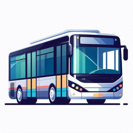 Bus on a white background. Vector illustration in the style of flat design.のイラスト素材