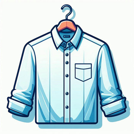 Illustration of a white shirt with a hanger on a white backgroundのイラスト素材