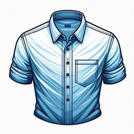 Men's shirt in blue color. Vector illustration isolated on white background.のイラスト素材