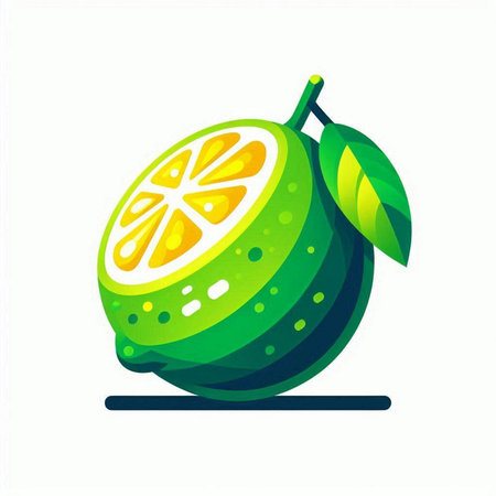 Lime vector icon isolated on white background. Citrus illustration.のイラスト素材
