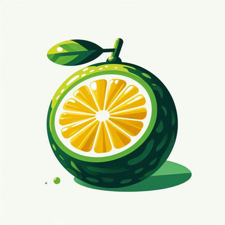 Illustration of a fresh orange on a white background, vector illustrationのイラスト素材