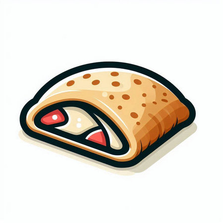 Illustration of a sushi roll with salmon on a white background.のイラスト素材