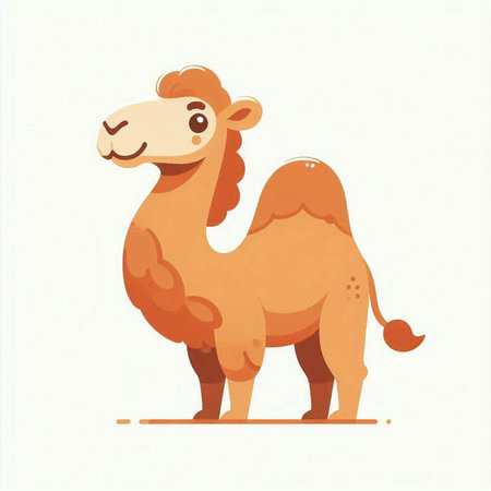 Cute camel isolated on white background. Vector illustration in cartoon style.のイラスト素材