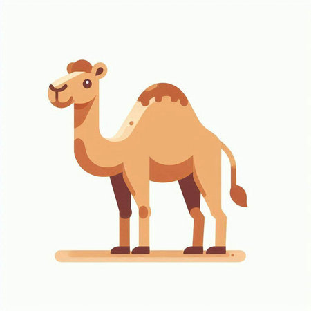 Cute camel isolated on white background. Vector illustration in flat style.のイラスト素材