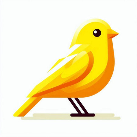 Illustration of a yellow bird on a white background. Vector illustrationのイラスト素材