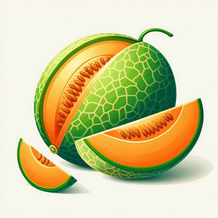 Melon fruit on white background, vector illustration, eps10のイラスト素材