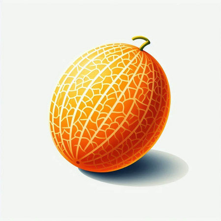Illustration of a ripe melon on a white background with shadowのイラスト素材