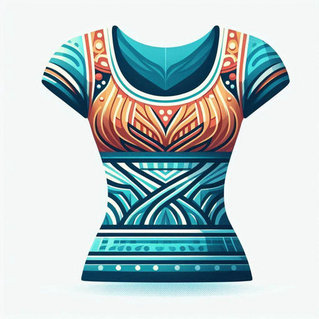 Illustration of a female t-shirt with a pattern on itのイラスト素材