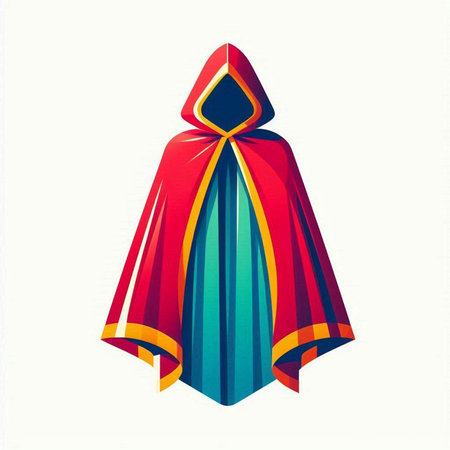 Illustration of a red and blue folded paper scarf on a white backgroundのイラスト素材