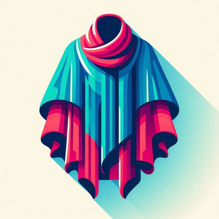 Illustration of a colorful woolen shawl in retro styleのイラスト素材