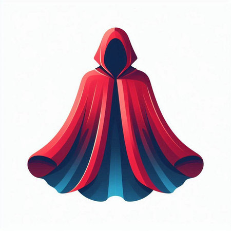 Illustration of a red and blue hooded cloak on a white backgroundのイラスト素材