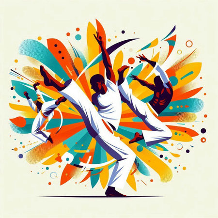 Dancing people. Abstract colorful background. Vector illustration for your design.のイラスト素材