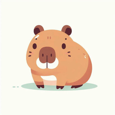 Cute cartoon beaver. Vector illustration in a flat style.のイラスト素材