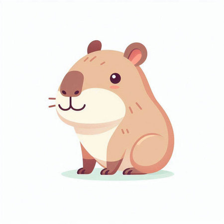 Cute hamster isolated on white background. Vector illustration in cartoon style.のイラスト素材