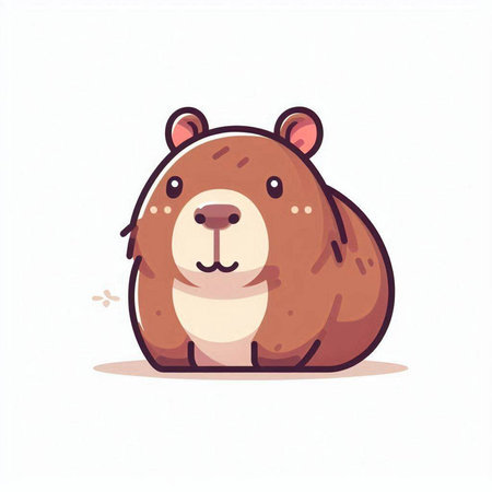 Cute cartoon beaver. Vector illustration isolated on white background.のイラスト素材