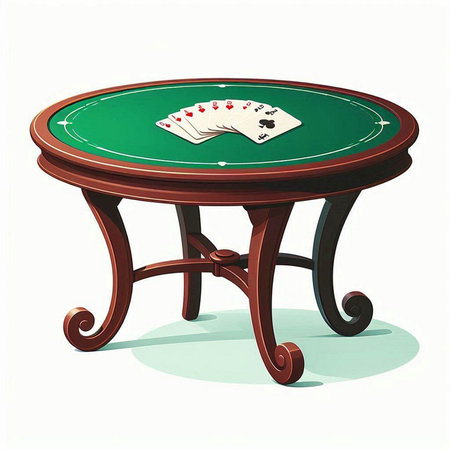 Casino table with playing cards and chips. Vector illustration isolated on white background.のイラスト素材