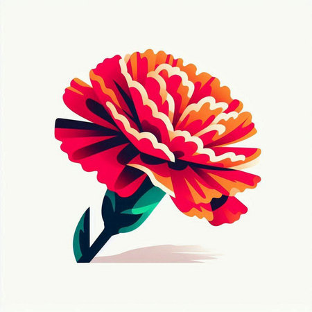 Illustration of red and yellow gerbera flower on white backgroundのイラスト素材