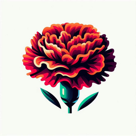 Carnation flower. Vector illustration of a red carnation.のイラスト素材