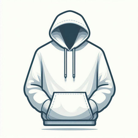 Vector illustration of a white hooded sweatshirt with a hood.のイラスト素材