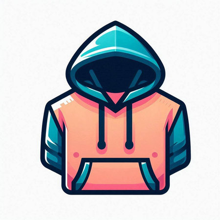 Illustration of a hooded jacket, isolated on a white backgroundのイラスト素材