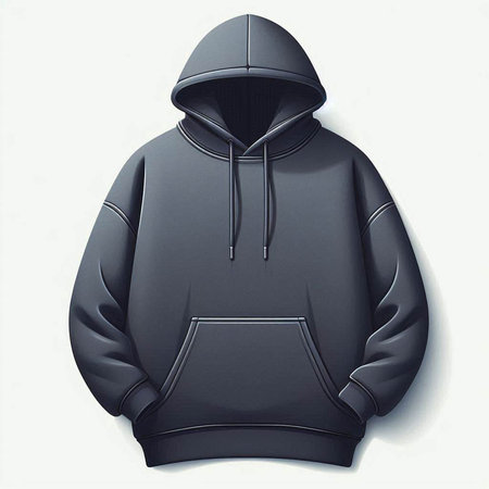 Black hoodie isolated on a white background. 3d rendering.のイラスト素材