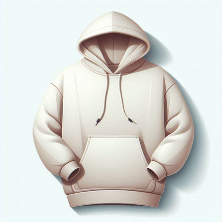 White hooded sweatshirt on a light background. 3d renderingのイラスト素材