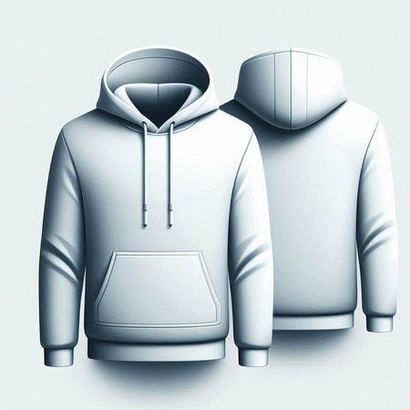Realistic Detailed 3d Blank Hoodie Mockup, Vector Illustrationのイラスト素材