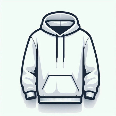 white hoodie with a hood on a light background, vector illustrationのイラスト素材