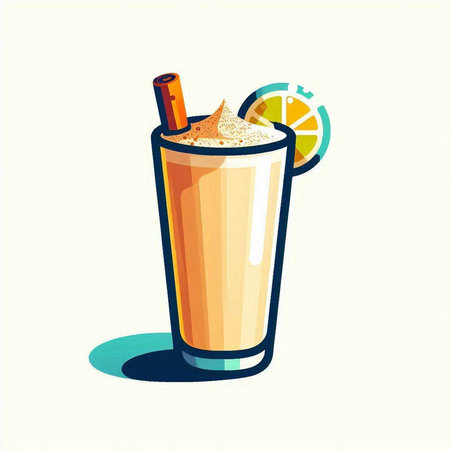 Cocktail with coffee, orange and cinnamon. Vector illustration.のイラスト素材