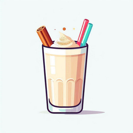 Vector illustration of a glass of orange smoothie with cinnamon and orange slicesのイラスト素材