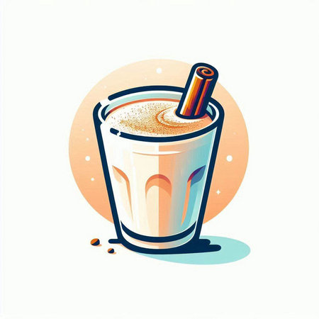 Illustration of a glass of coffee with cinnamon. Vector illustration.のイラスト素材