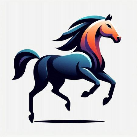 Vector illustration of a horse with flowing mane on a white backgroundのイラスト素材