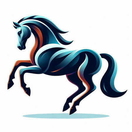 Vector illustration of a beautiful horse in blue and white colors on a white backgroundのイラスト素材