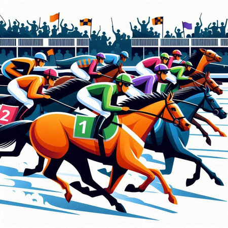 Horse race. Colored vector illustration of equestrian sport.のイラスト素材