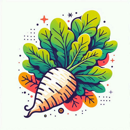 Radish vegetable on colorful background. Vector illustration for your design.のイラスト素材