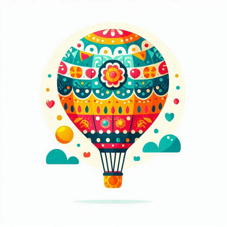 Colorful hot air balloon vector illustration. Colorful hot air balloon icon.のイラスト素材