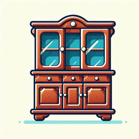 Cabinet with drawers in retro style. Vector illustration.のイラスト素材