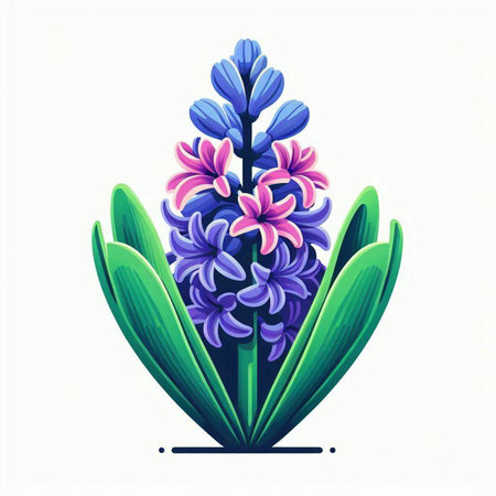 Blue hyacinth flowers isolated on white background. Vector illustration.のイラスト素材